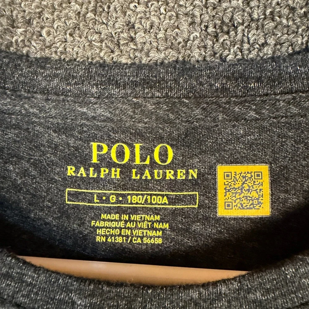 Polo Ralph Lauren Mens Gray Heathered Long Sleeve Cotton T-Shirt Size Large